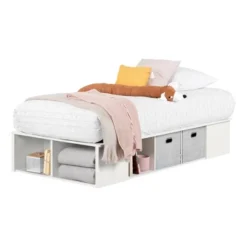 Twin Flexible Platform Bed With Baskets Pure White - South Shore -Kids’ Furniture Store GUEST 7c7a7e5e 7841 4a09 bed7 561f82981a4a