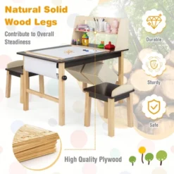 Costway Kids Art Table & Chairs Set Wooden Drawing Desk With Paper Roll Storage Shelf Bins -Kids’ Furniture Store GUEST 7c951044 ed56 4cd8 8798 beab90c68923