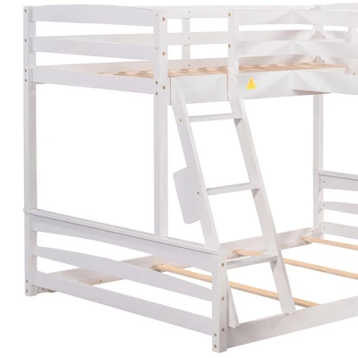 Twin Over Full Bunk Bed With Twin Size Loft Bed With Desk, Slide And Full Length Rail - ModernLuxe 8 Twin Over Full Bunk Bed With Twin Size Loft Bed With Desk, Slide And Full Length Rail - ModernLuxe - Image 8