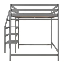 Full Size Loft Bed With Staircase And Safety Guardrails Gray/White-ModernLuxe -Kids’ Furniture Store GUEST 7dcbda4b f402 4598 a215 b3e560119308