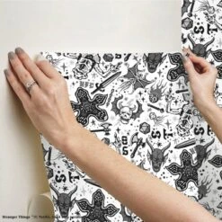 Stranger Things Hellfire Club Peel And Stick Wallpaper Red - RoomMates -Kids’ Furniture Store GUEST 7e4403e3 bf55 4f45 b8a8 57e690c9a64d