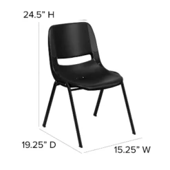 Emma And Oliver Kid's Black Ergonomic Shell Stack Chair - Black Frame And 14"H Seat -Kids’ Furniture Store GUEST 7e590dd6 105f 4bd1 a345 c47ac26cbe85