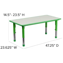 Flash Furniture 23.625"W X 47.25"L Rectangular Plastic Height Adjustable Activity Table Set With 4 Chairs -Kids’ Furniture Store GUEST 7f03cee7 01ce 4635 869e 76391fc11395