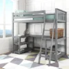 Max & Lily Twin-Size High Loft Bed With Wraparound Desk & Shelves
