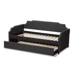 Twin Ally Fabric Upholstered Sofa Daybed With Roll Out Trundle Guest Bed Dark Gray - Baxton Studio -Kids’ Furniture Store GUEST 81e1d57d c8da 4591 a979 d60a2a7b5063