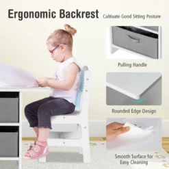 Babyjoy Kids Art Play Wood Table And 2 Chairs Set W/ Storage Baskets Puzzle -Kids’ Furniture Store GUEST 82b00bbf cbbb 4617 8057 a38810842849