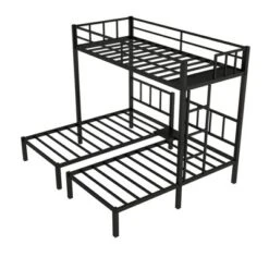 Twin Over Twin Metal Triple Bunk Bed With Ladder, Black-ModernLuxe 20 Twin Over Twin Metal Triple Bunk Bed With Ladder, Black-ModernLuxe -Kids’ Furniture Store GUEST 83e83204 0d6c 402f b74d 8ad89a7c6462