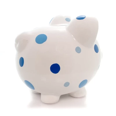 Bank Blue Multi Dot Bank - 1 Bank 7.75 Inches - Polka Piggy Money Saving - 3606Bl - Ceramic - Blue 3 Bank Blue Multi Dot Bank - 1 Bank 7.75 Inches - Polka Piggy Money Saving - 3606Bl - Ceramic - Blue - Image 3
