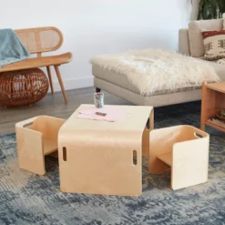 ECR4Kids Bentwood Multipurpose Table And Chair Set, Kids Furniture, Natural, 3-Piece -Kids’ Furniture Store GUEST 853282d9 08b0 49b4 bf53 c436f9bc7a28