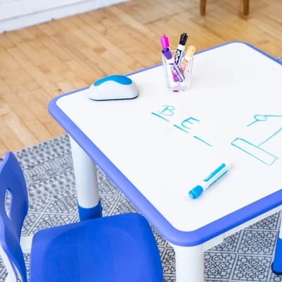 ECR4Kids Square Resin Dry-Erase Adjustable Activity Table With 2 Chairs (3-Piece Set) 4 ECR4Kids Square Resin Dry-Erase Adjustable Activity Table With 2 Chairs (3-Piece Set) - Image 4