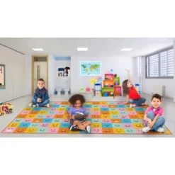 Deerlux 6 Ft. Social Distancing Colorful Kids Classroom Seating Area Rug, Emoji Mask Design -Kids’ Furniture Store GUEST 87a65959 5fcb 4bfe aaa7 3bef7c3da99f