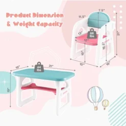 Costway 3-Piece Kids Table And Chair Set Toddler Activity Study Desk With Building Blocks -Kids’ Furniture Store GUEST 88f5deaa 37ef 4595 85e5 01ef19b3aa71