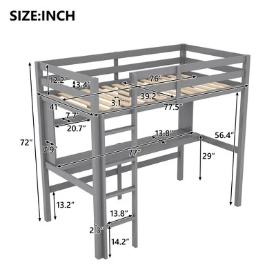 Twin Size Loft Bed With Desk, Shelves, And Ladder-ModernLuxe 2 Twin Size Loft Bed With Desk, Shelves, And Ladder-ModernLuxe - Image 2