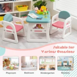 Costway 3-Piece Kids Table And Chair Set Toddler Activity Study Desk With Building Blocks -Kids’ Furniture Store GUEST 8a106d56 6a38 4d81 9efe 8928ecf71da5