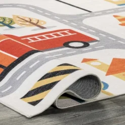 NuLOOM Carmina City Streets Machine Washable Kids Area Rug 3' X 5' In White Multi -Kids’ Furniture Store GUEST 8a4058be 4fef 4e93 8958 11dcc8e69a24