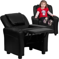 Emma And Oliver Contemporary Kids Recliner With Cup Holder And Headrest -Kids’ Furniture Store GUEST 8a681007 fe88 4343 9a9c 249dea0c22e7