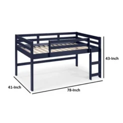 Twin Loft Bed With Wooden Frame And Reversible Ladder Blue - Benzara -Kids’ Furniture Store GUEST 8a8645a6 73e8 4d2e 982b a6eba9b8e351