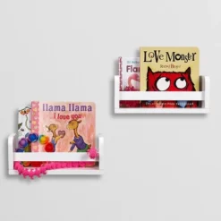 2pk Kids' 10" Floating Wall Mount Bookshelf Set White - RiverRidge Home -Kids’ Furniture Store GUEST 8b353deb c435 49e3 945b 53a50b64a006