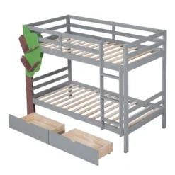 Twin-Over-Twin Bunk Bed With A Tree Decor And Two Storage Drawers-ModernLuxe -Kids’ Furniture Store GUEST 8ba22d42 f35e 49ca 9ee1 a8c32bc3fd3c