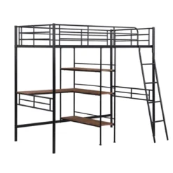 Twin Size Metal Loft Bed With Built-in Desk And Shelves - ModernLuxe -Kids’ Furniture Store GUEST 8e76cdcf 0be5 4bc4 bcfe 242c9f6ef4d0