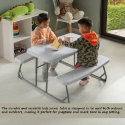 Foldable White Kids' Picnic Table Bench Outdoor Portable Children's Backyard Table, Crafting, Dining, And Playtime Patio Table -Kids’ Furniture Store GUEST 8fb3b71a 1f57 4ee4 a5e4 4cdf6714d2da