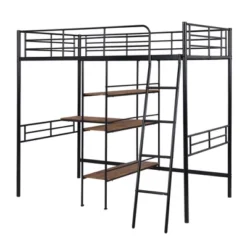 Twin Size Metal Loft Bed With Built-in Desk And Shelves - ModernLuxe -Kids’ Furniture Store GUEST 8fd7aa44 4cac 4eef 81b3 faa56b4ff78c