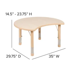 Flash Furniture 25.125"W X 35.5"L Crescent Natural Plastic Height Adjustable Activity Table -Kids’ Furniture Store GUEST 908ddeeb 98e1 4d97 a4a3 0241e1b63ec4