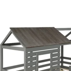 Twin Over Twin Wood Bunk Bed With Roof, Window, Guardrail, Ladder Gray-ModernLuxe -Kids’ Furniture Store GUEST 9255791d 4862 469b a5e3 68bd1cfb34b7