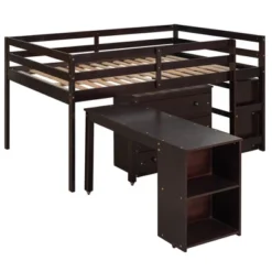 Low Study Full Loft Bed With Cabinets, Shelving And Rolling Portable Desk - ModernLuxe -Kids’ Furniture Store GUEST 92d3d422 279d 451f bc93 22e1a3939631