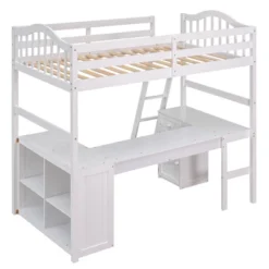 Twin Size Wooden Loft Bed With Drawers, Cabinet, Shelves And Desk-ModernLuxe -Kids’ Furniture Store GUEST 93703765 6ab6 4c3e a229 41a01f292e01