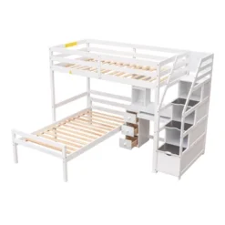 Twin Size Loft Bed With Separate Bed, Staircase For Storage, Desk, Shelves And Drawers - ModernLuxe -Kids’ Furniture Store GUEST 948bcdde 5b4b 4aad a407 fcb91ca3d239
