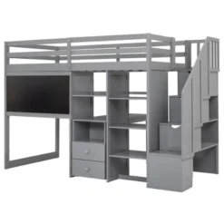 Twin Size Wood Loft Bed With Pullable Desk, Storage Shelves,Staircase And Blackboard-ModernLuxe 14 Twin Size Wood Loft Bed With Pullable Desk, Storage Shelves,Staircase And Blackboard-ModernLuxe -Kids’ Furniture Store GUEST 94cced6f b5d4 4801 8eee ce024f717513