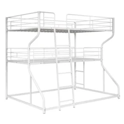 Full XL Over Twin XL Over Queen Size Metal Triple Bunk Bed With Ladder-ModernLuxe -Kids’ Furniture Store GUEST 958ce825 7725 4a32 927c f8fe7df7d147