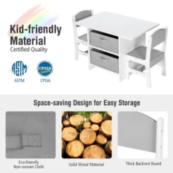 Babyjoy Kids Art Play Wood Table And 2 Chairs Set W/ Storage Baskets Puzzle -Kids’ Furniture Store GUEST 95df00e3 7cd4 48d8 83cf 76ad21bc90b9