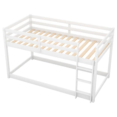 Twin Over Twin Floor Bunk Bed With Ladder - ModernLuxe 5 Twin Over Twin Floor Bunk Bed With Ladder - ModernLuxe - Image 5