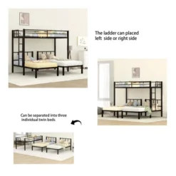 Twin Over Twin Metal Triple Bunk Bed With Ladder, Black-ModernLuxe 17 Twin Over Twin Metal Triple Bunk Bed With Ladder, Black-ModernLuxe -Kids’ Furniture Store GUEST 96713ecb c2a1 4c99 b122 e5e24f619706