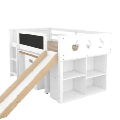 Wood Loft Bed With Slide, Cabinets, Blackboard, Desk And Chair-ModernLuxe 20 Wood Loft Bed With Slide, Cabinets, Blackboard, Desk And Chair-ModernLuxe -Kids’ Furniture Store GUEST 96b90bc4 b4af 4b25 b646 426c319db32c