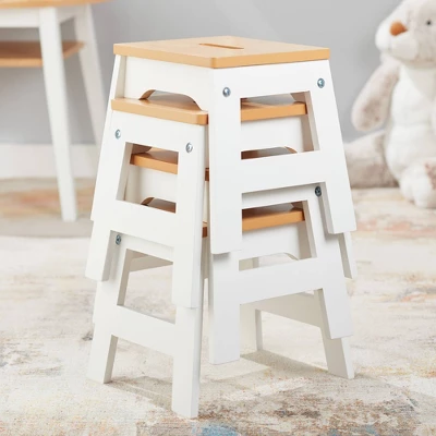 Melissa & Doug Wooden Stools - Set Of 4 - White/Natural 1 Melissa & Doug Wooden Stools - Set Of 4 - White/Natural