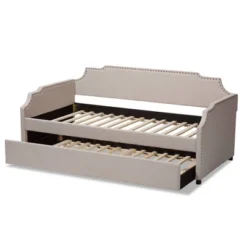 Twin Ally Fabric Upholstered Sofa Daybed With Roll Out Trundle Guest Bed Beige - Baxton Studio -Kids’ Furniture Store GUEST 970b7c77 5eac 49d6 96a4 6189fcfe1589