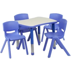 Flash Furniture 21.875"W X 26.625"L Rectangular Plastic Height Adjustable Activity Table Set With 4 Chairs -Kids’ Furniture Store GUEST 977d3e92 e808 44ad 97a5 2c9e3cab0255 1