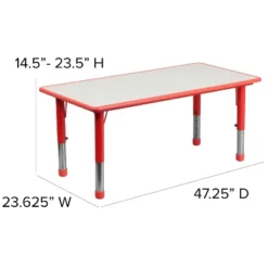 Emma And Oliver 23.625"W X 47.25"L Rectangular Plastic Height Adjustable Activity Table Set With 4 Chairs -Kids’ Furniture Store GUEST 985b2c87 f7fd 4562 9d4d 05cb5f954032