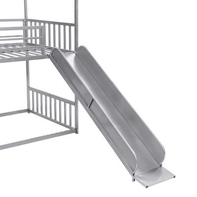 Twin Over Twin Metal Bunk Bed House Bed With Slide And Staircase-ModernLuxe 10 Twin Over Twin Metal Bunk Bed House Bed With Slide And Staircase-ModernLuxe - Image 10