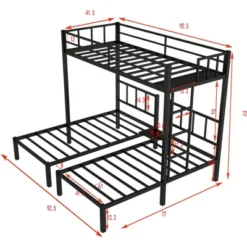 Twin Over Twin Metal Triple Bunk Bed With Ladder, Black-ModernLuxe 16 Twin Over Twin Metal Triple Bunk Bed With Ladder, Black-ModernLuxe -Kids’ Furniture Store GUEST 98e97164 6318 4ff0 88e8 59dd15596f3f
