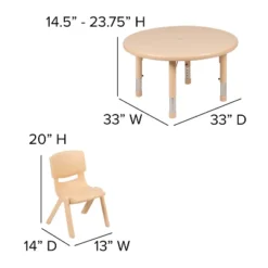 Emma And Oliver 33" Round Plastic Height Adjustable Activity Table Set With 2 Chairs -Kids’ Furniture Store GUEST 993dfe1f 5b65 4ee8 a305 3f97541f5bee