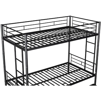 Twin Over Twin Metal Bunk Bed With Trundle Bed And Ladders-ModernLuxe 11 Twin Over Twin Metal Bunk Bed With Trundle Bed And Ladders-ModernLuxe - Image 11