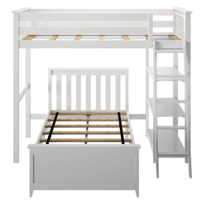 Max & Lily L-Shaped Twin Over Twin Bunk Bed With Bookcase 2 Max & Lily L-Shaped Twin Over Twin Bunk Bed With Bookcase - Image 2
