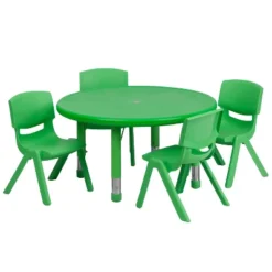 Flash Furniture 33" Round Plastic Height Adjustable Activity Table Set With 4 Chairs -Kids’ Furniture Store GUEST 9ba7db33 e4cf 4585 b3a0 41aff703b2fd