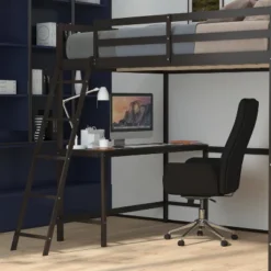 Flash Furniture Riley Loft Bed Frame With Desk, Wooden Bed Frame With Protective Guard Rails & Ladder For Kids And Teens -Kids’ Furniture Store GUEST 9ca1f9bc a9a7 47f0 a4c8 6a9806d4eec2