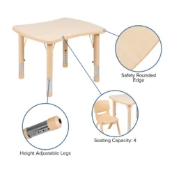 Flash Furniture 21.875"W X 26.625"L Rectangular Plastic Height Adjustable Activity Table Set With 2 Chairs -Kids’ Furniture Store GUEST 9d0f062d e204 4e1c 9734 84249e0ff70e 1