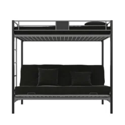 Twin Over Futon Maxence Metal Bunk Bed Silver/Black - Room & Joy -Kids’ Furniture Store GUEST 9e66d74e 9b2d 4bbb 9c12 2126c9d3bbf2